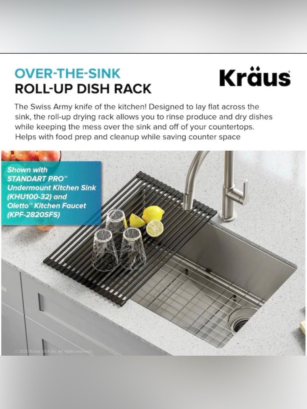 Kraus Over-the-Sink Roll-Up Dish Rack